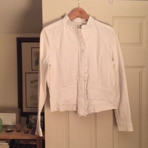 New York & Company White Cotton Blazer